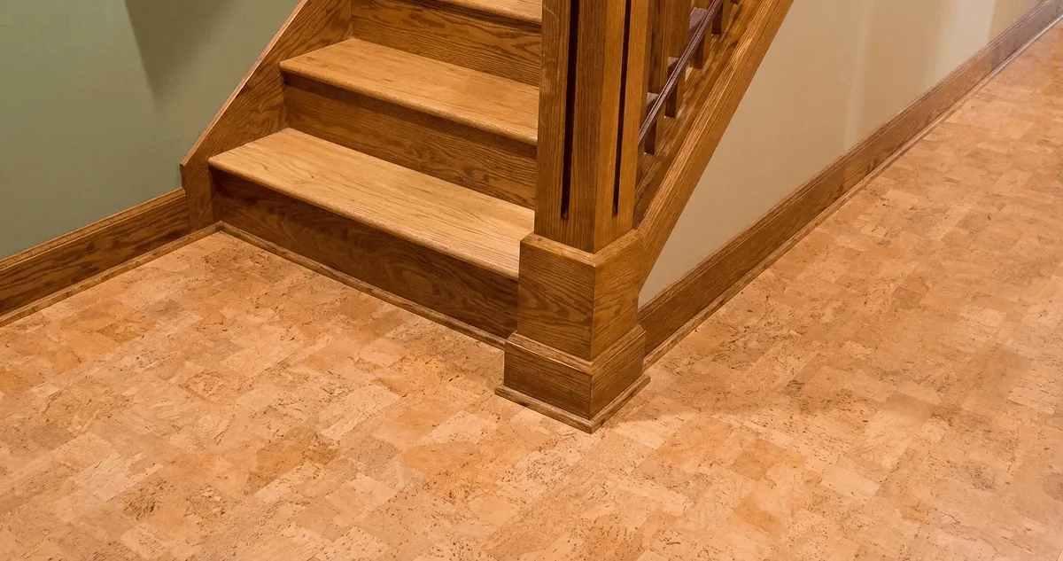End of a staircase with cork flooring in Gilbert, AZ