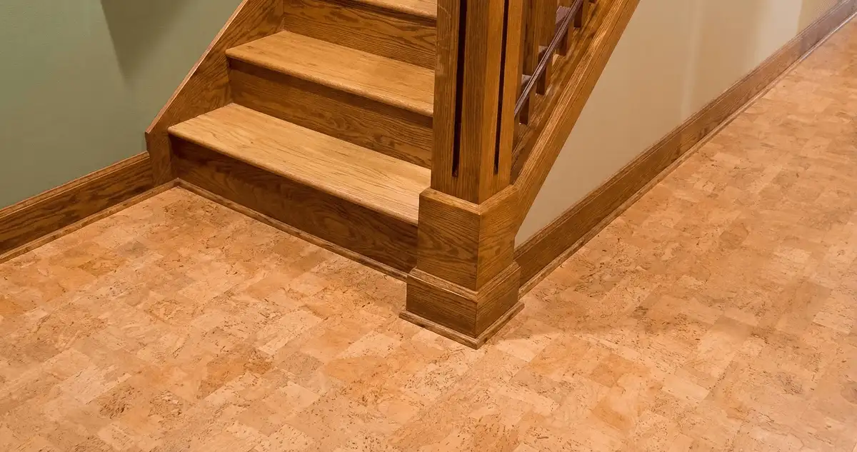 End of a staircase with cork flooring in Gilbert, AZ