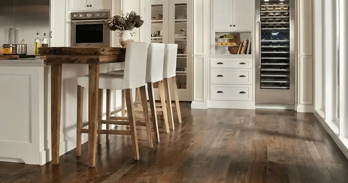Professionally installed and refinished hardwood flooring in a residential home, showcasing smooth finish and natural wood tones in Gilbert, AZ